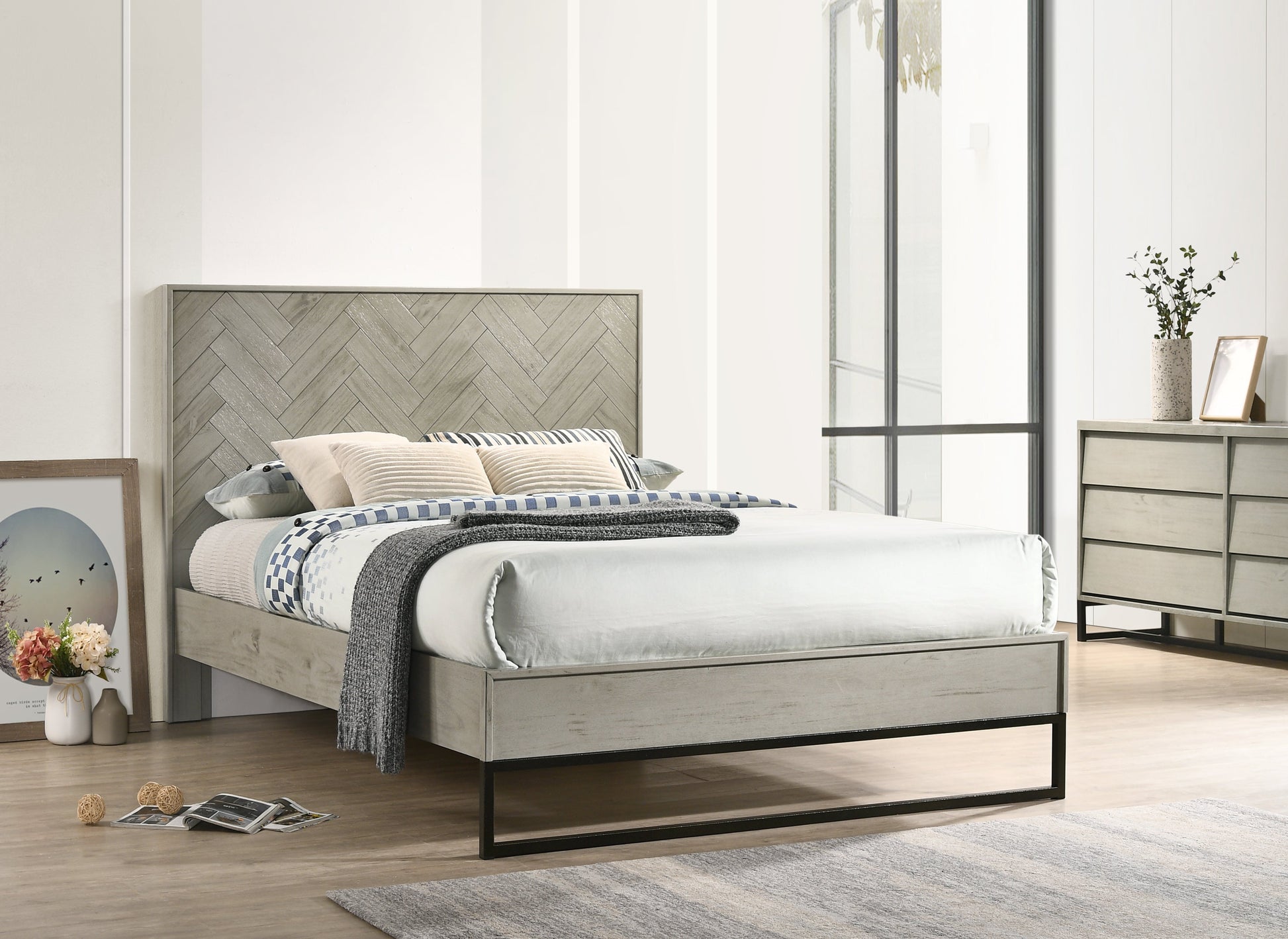 Weston Grey Stone Queen Bed (3 Boxes) - Furniture Depot (7679026954488)