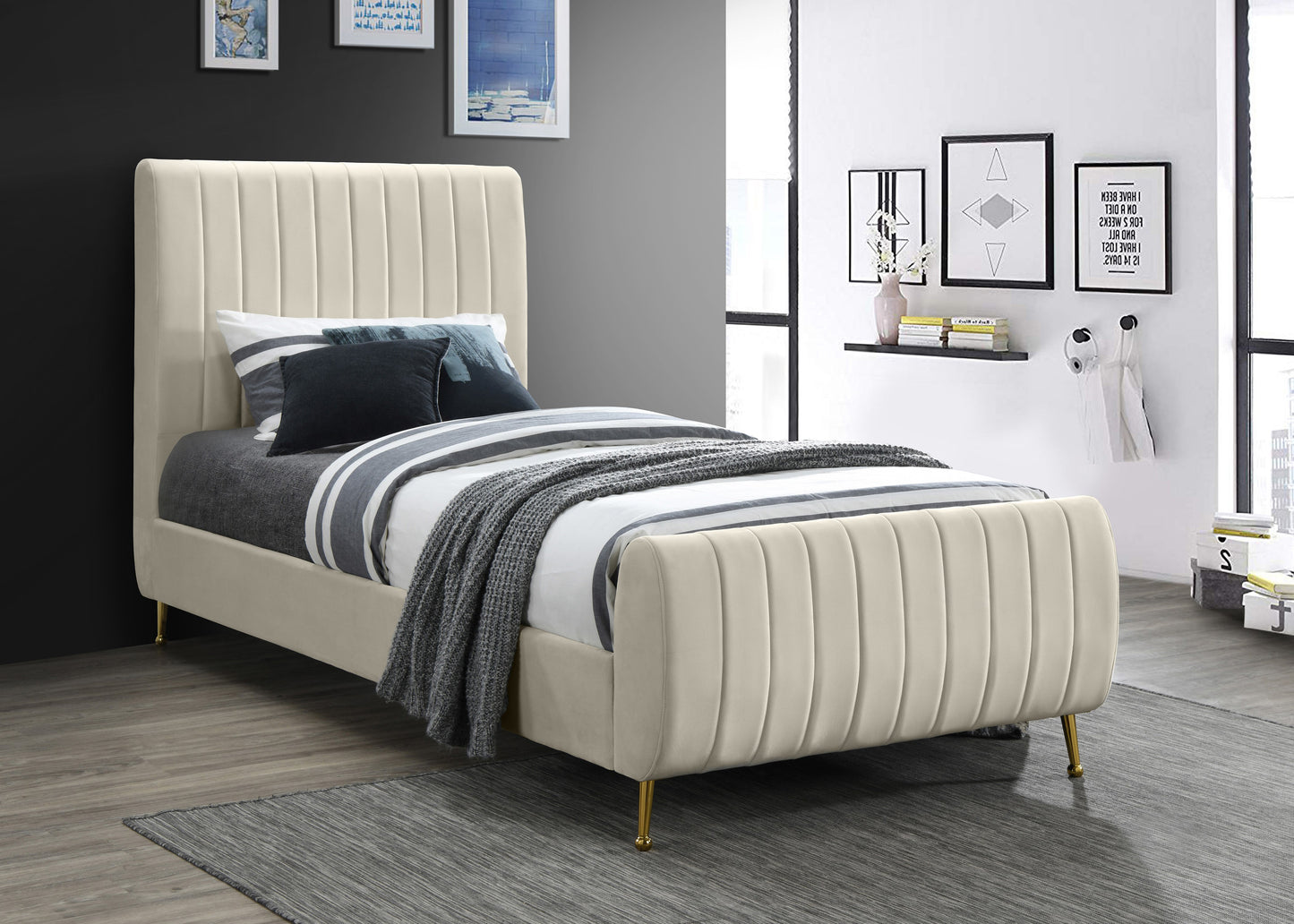 Zara Velvet Bed (3 Boxes) - Furniture Depot