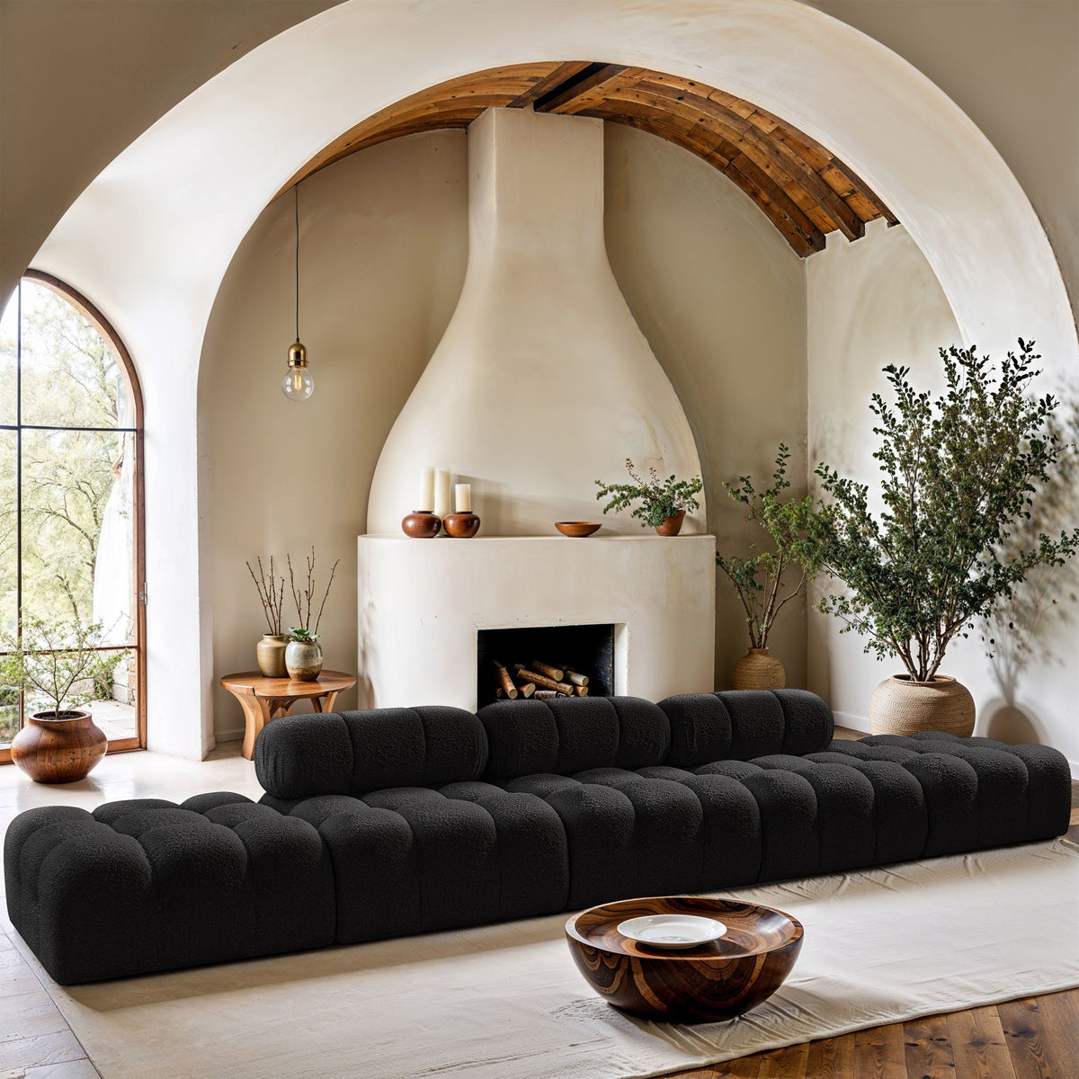 Ames - 5 Piece Boucle Upholstered Modular Sofa With 2 Armless Seats