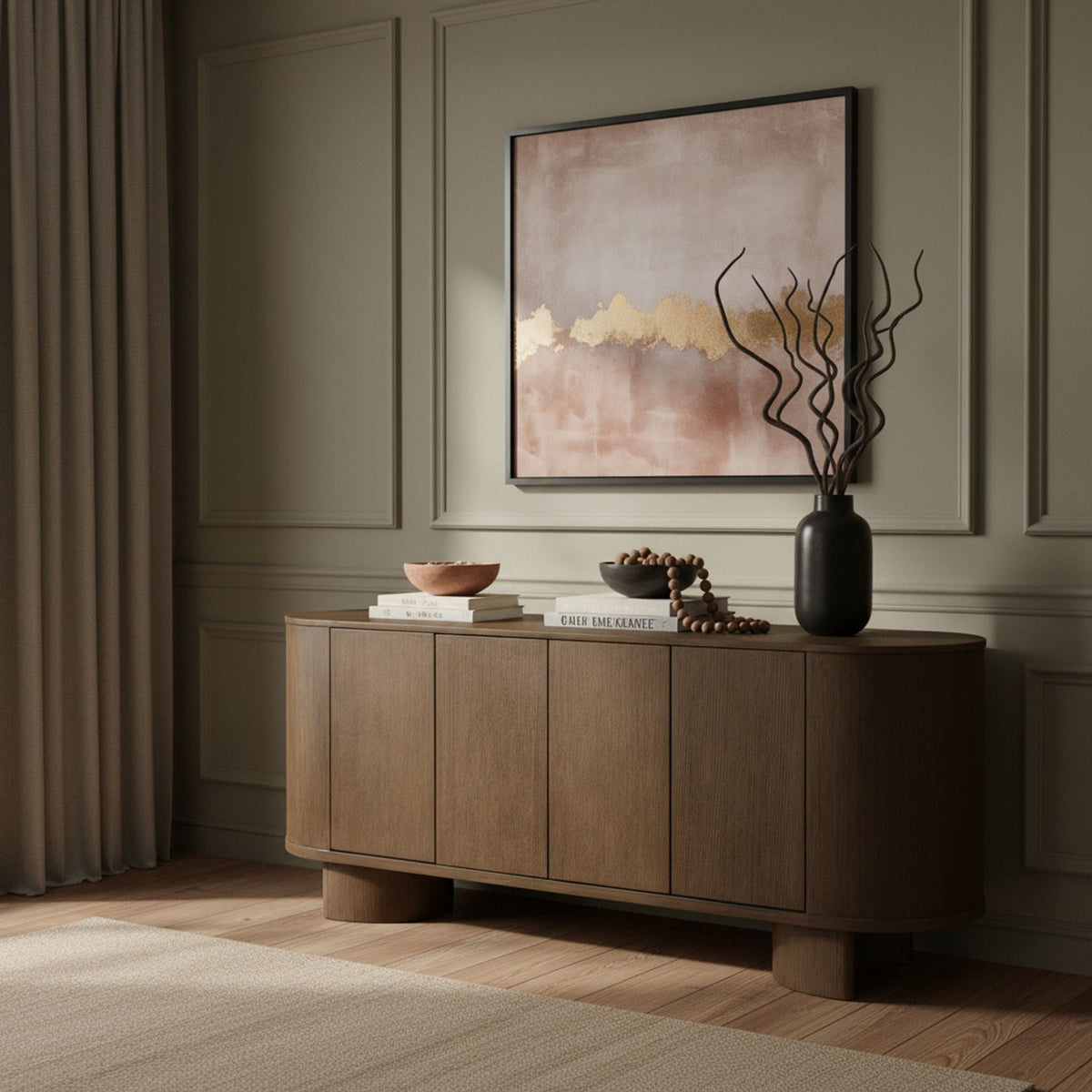 Caldra - Oak Veneer And Solid Wood Sideboard / Buffet