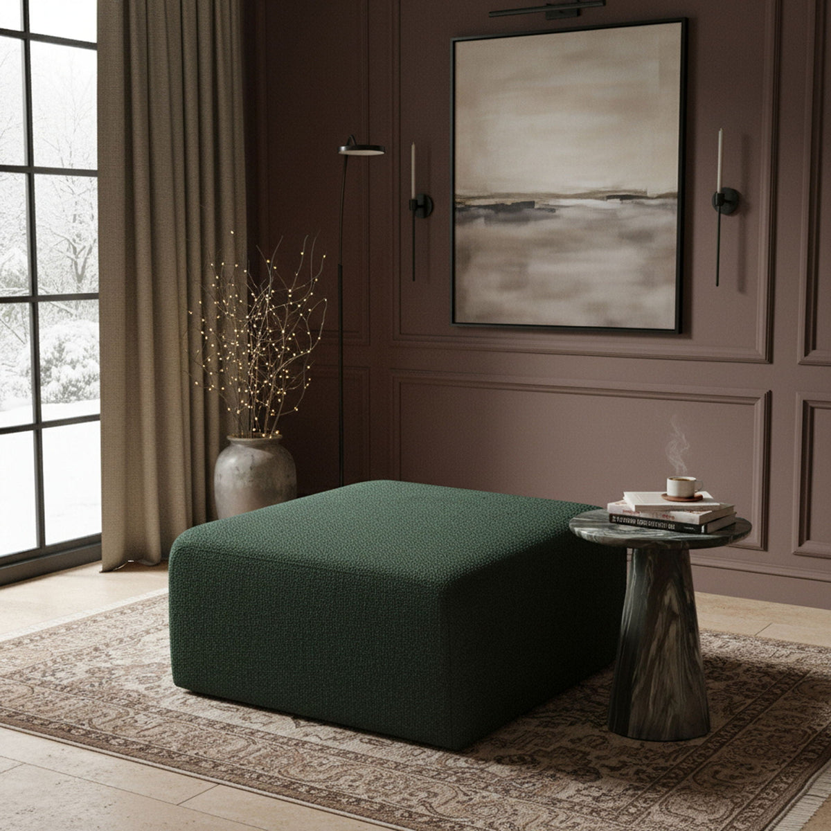 Arc - Boucle Fabric Ottoman