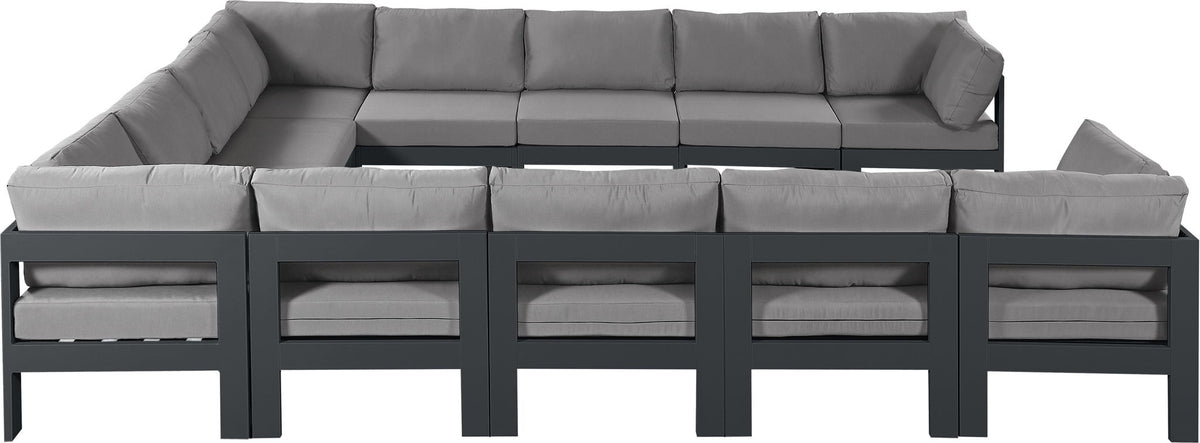 Nizuc - Outdoor Patio 12 Piece Modular Sectional With Gray Frame