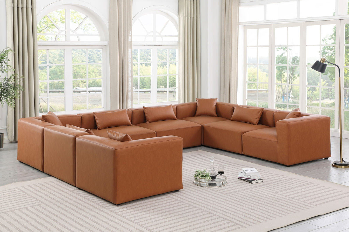 Cube - 8 Piece Modular Sectional - Cognac