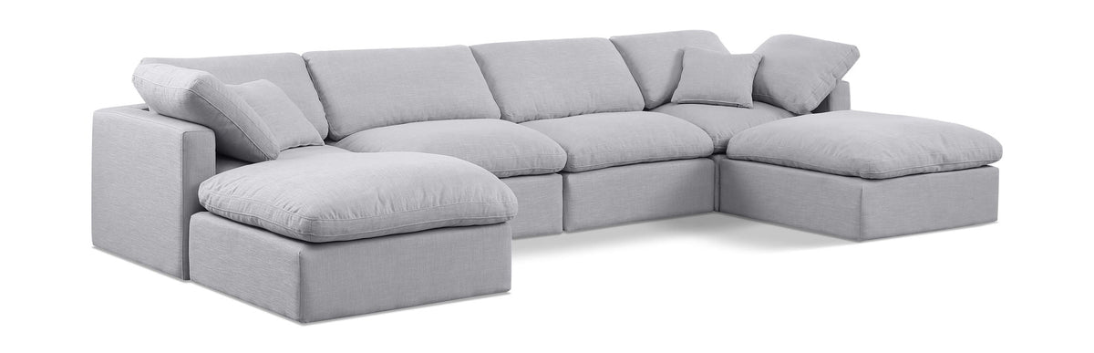 Indulge - Linen 6 Piece Modular Double Chaise Sectional