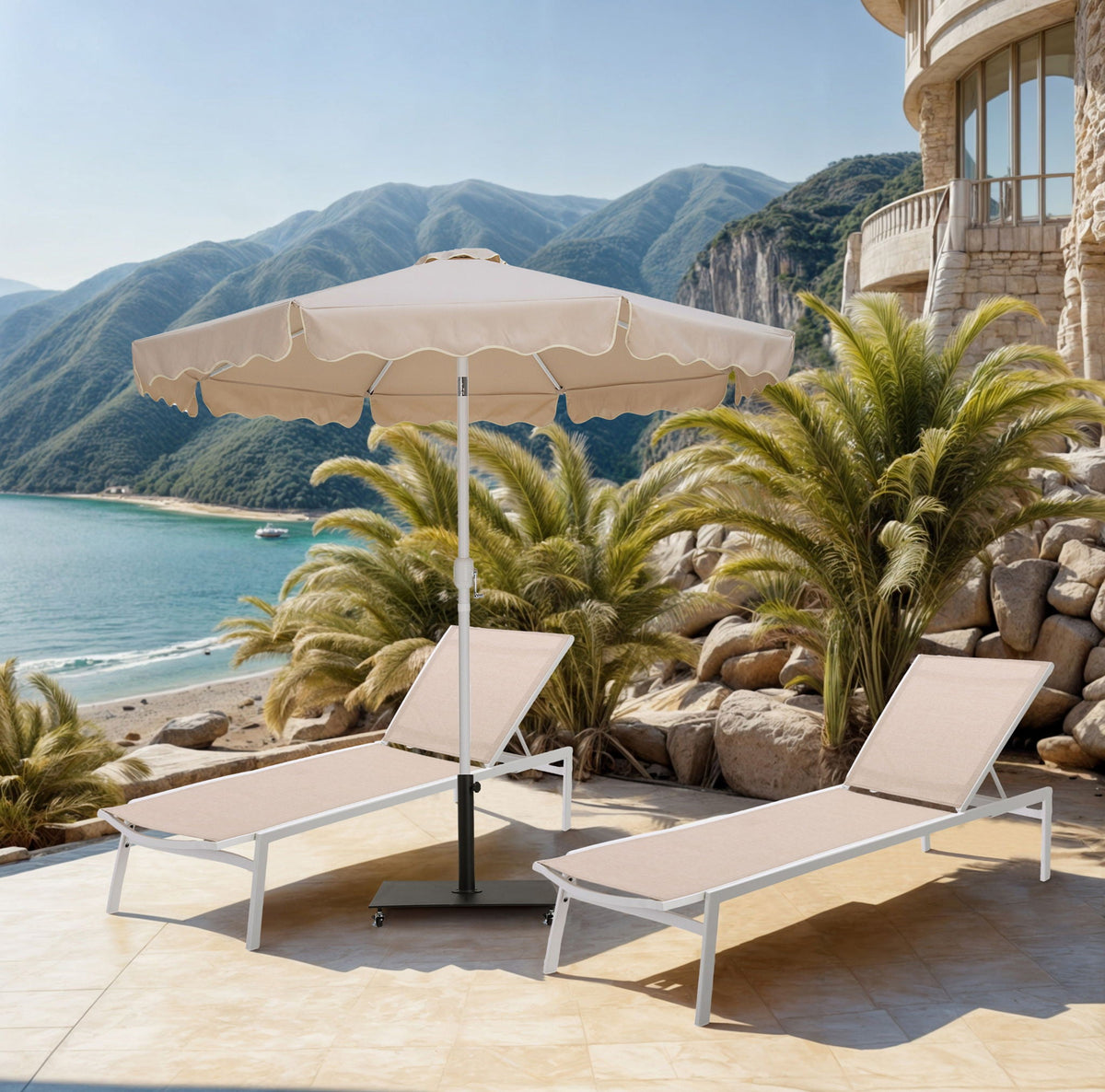Amalfi - Aluminum Patio Umbrella - Black Base / White Pole
