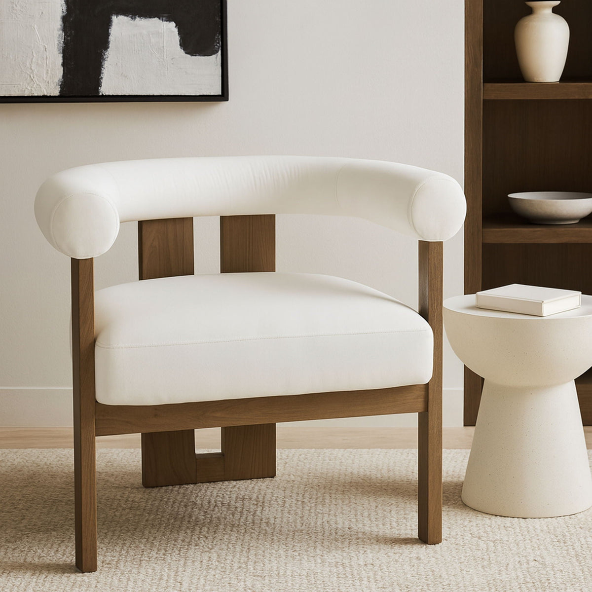 Arienzo - Performance Fabric Upholstered Accent Chair - Walnut Base