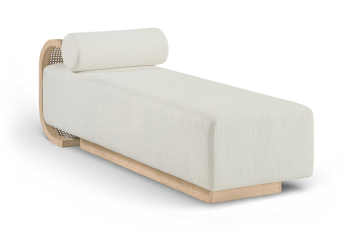 Zephyr - Linen Textured Fabric Upholstered Chaise - Painted Natural Base