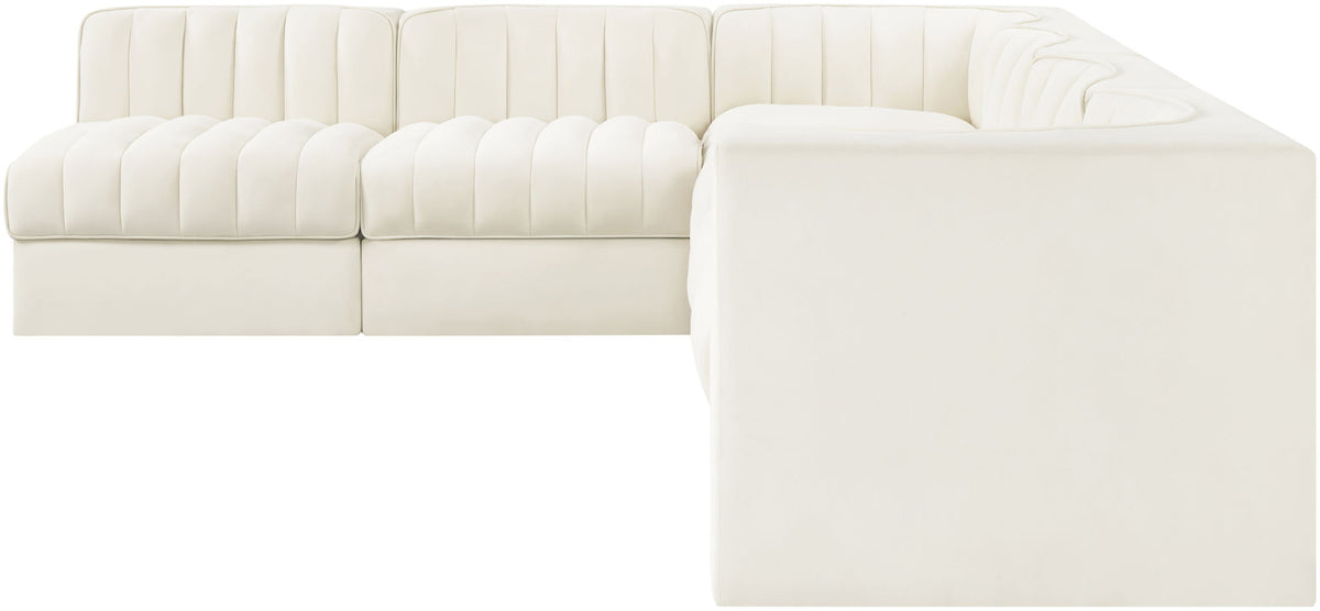 Rummi - Velvet Performance Fabric Upholstered 6 Piece Modular Sectional (With 3 Corner Chairs)