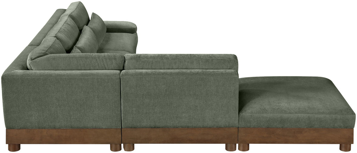 Turin - Chenille Fabric Upholstered Modular Sectional - Green