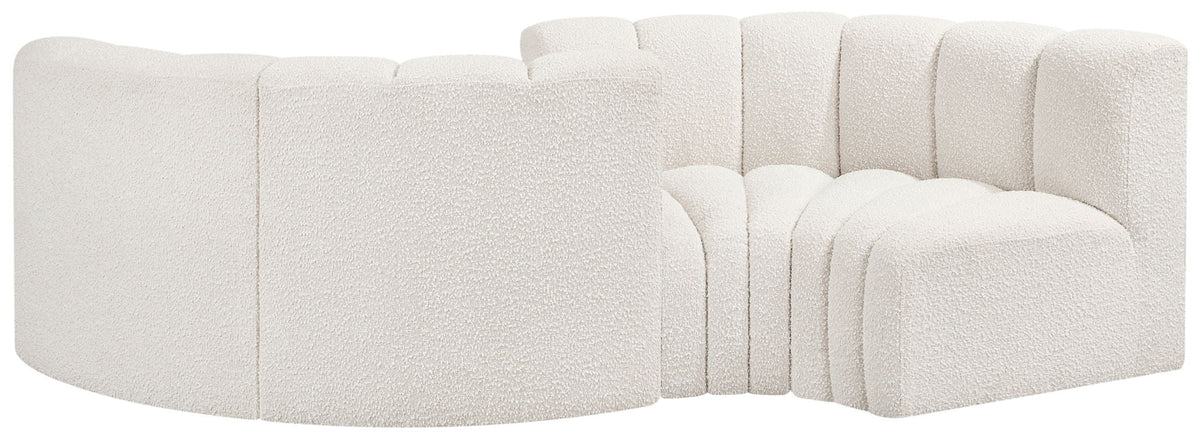 Arc - Boucle Fabric 4 Piece Curved Modular Sofa