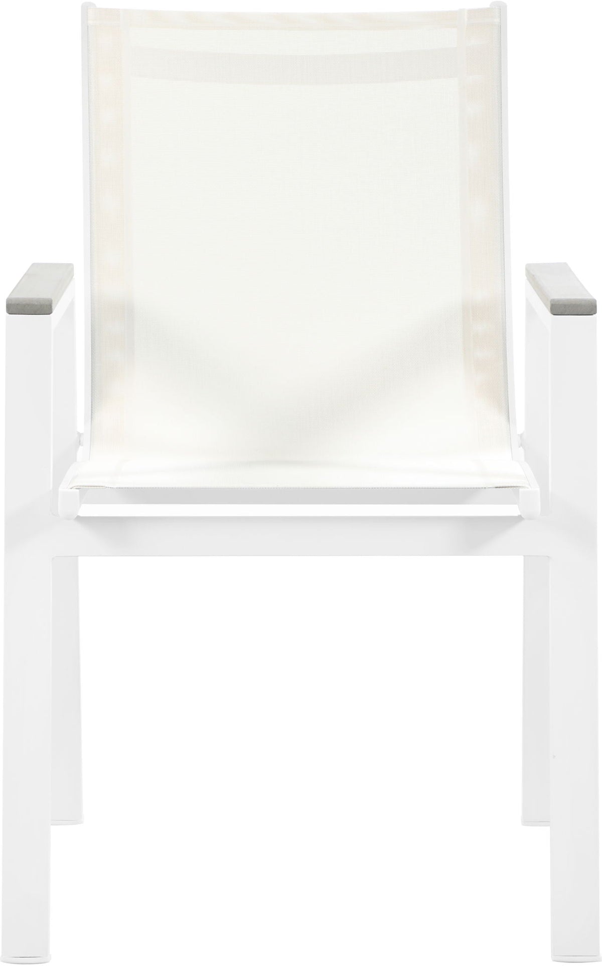 Nizuc - Outdoor Patio Dining Arm Chair With White Frame And Gray Arms (Set of 2)
