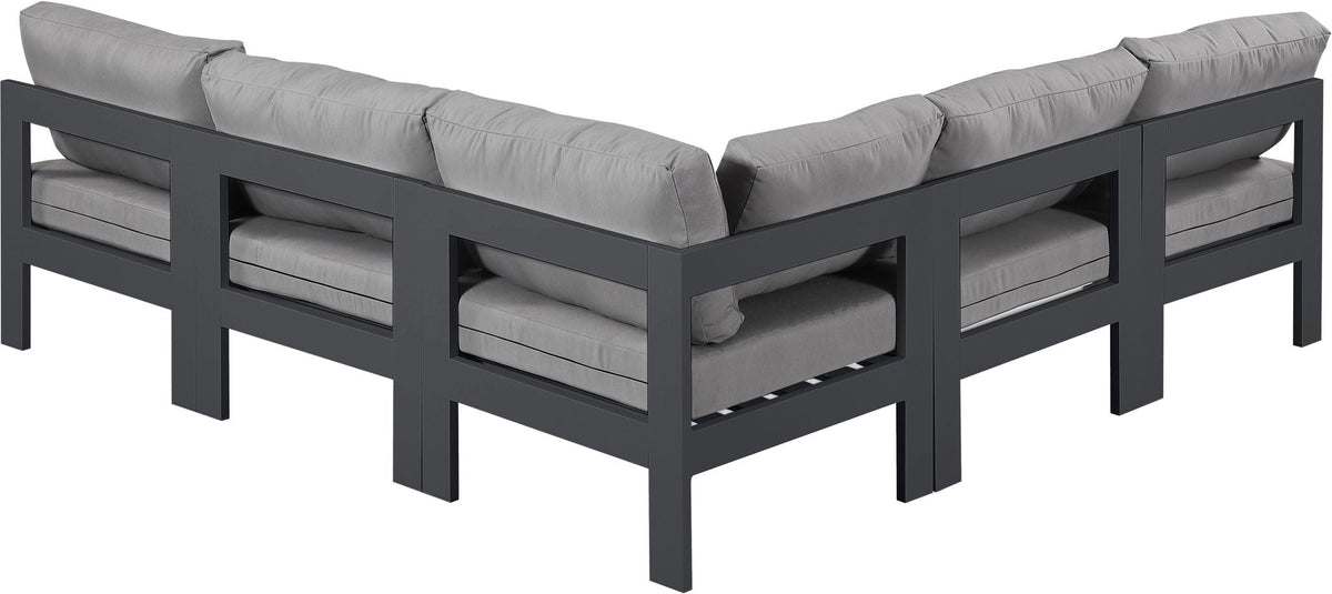 Nizuc - Outdoor Patio 5 Piece Modular Sectional With Gray Frame