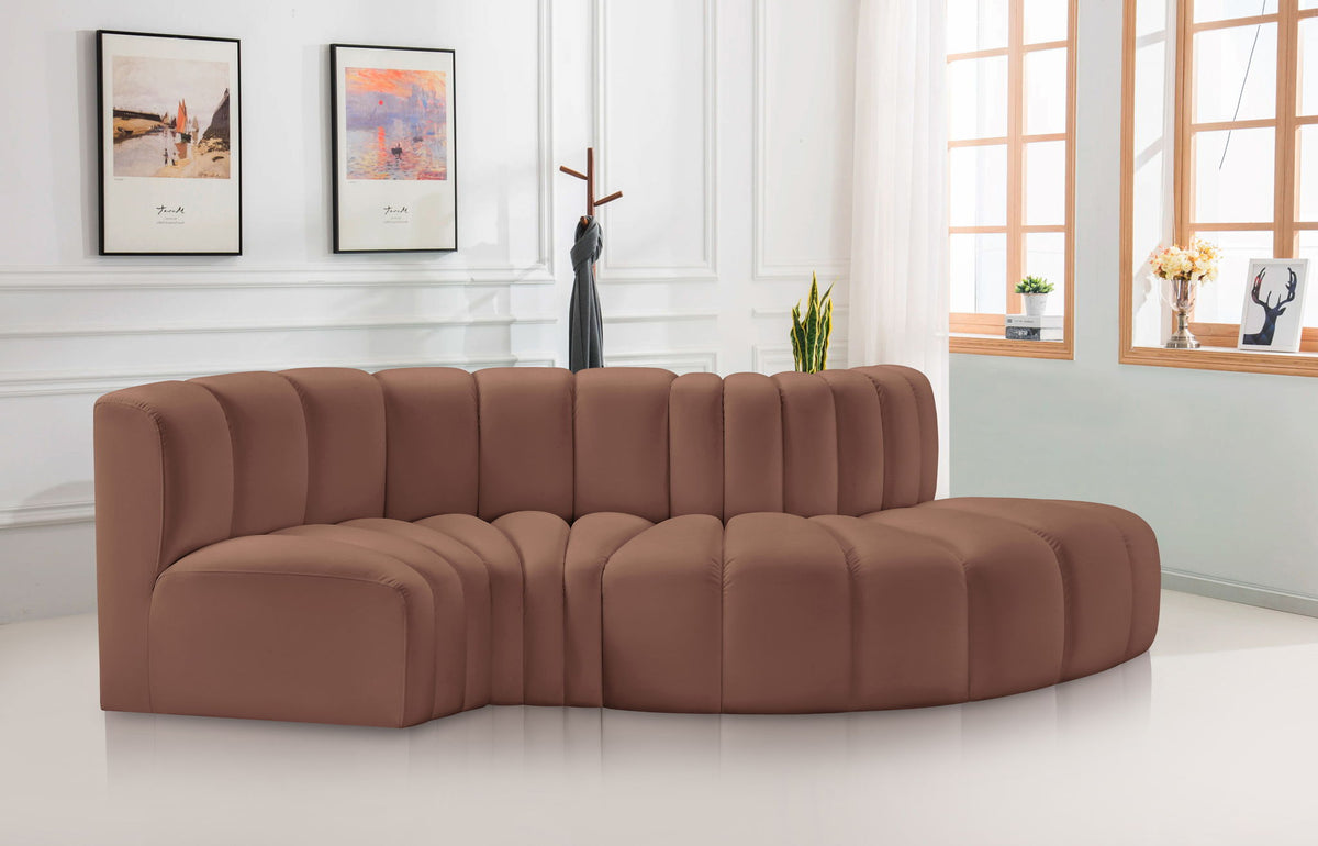 Arc - Faux Leather 4 Piece L-Shaped Modular Sofa