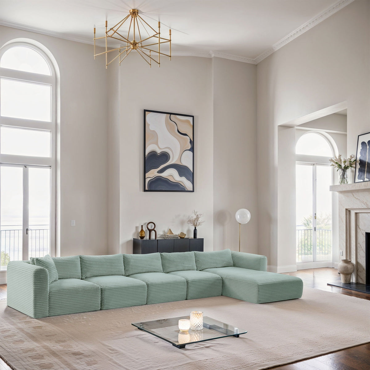 Shaggy - 5 Piece Modular Sectional With Chaise