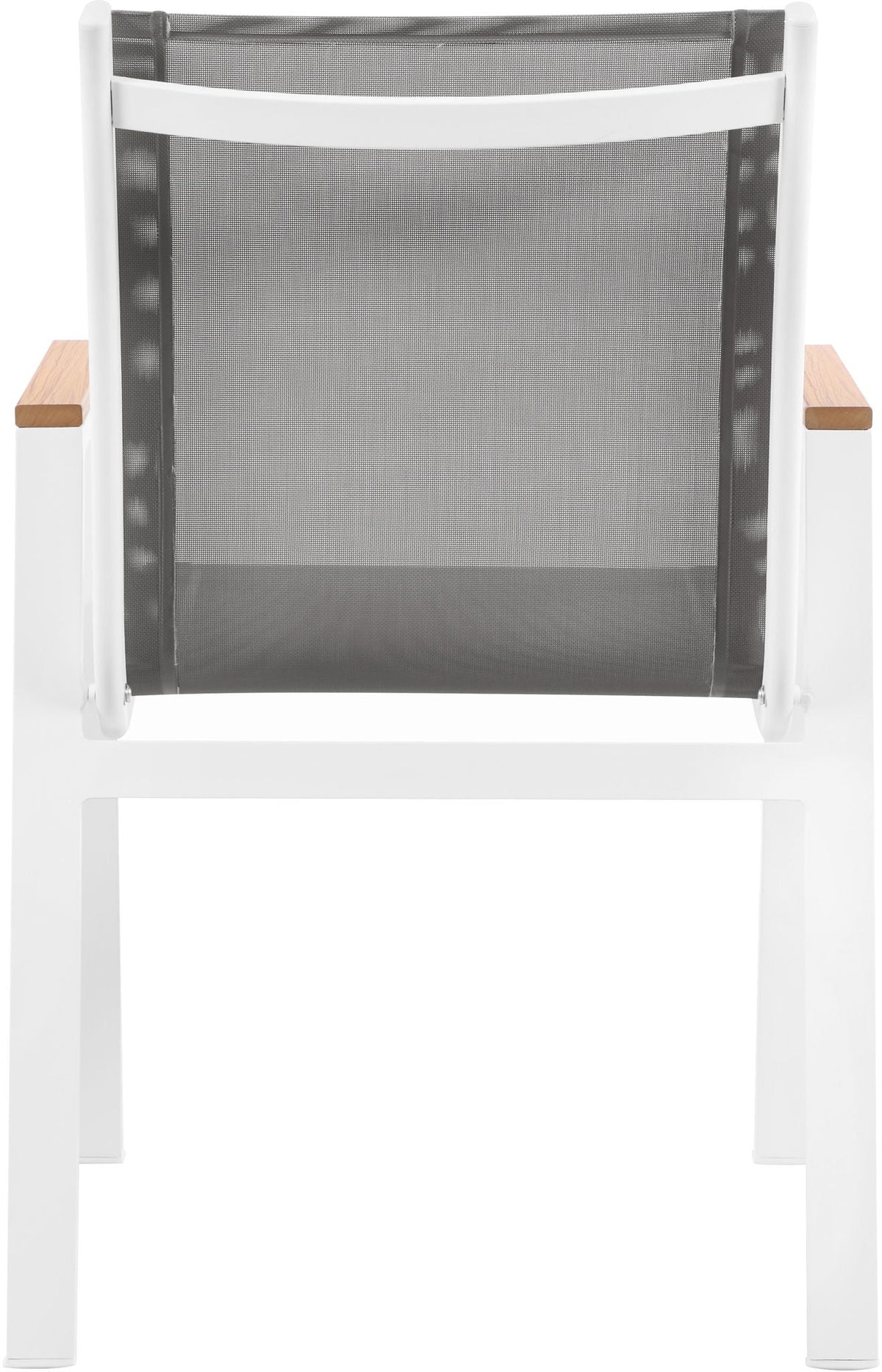 Nizuc - Outdoor Patio Dining Arm Chair With White Frame And Natural Arms (Set of 2)