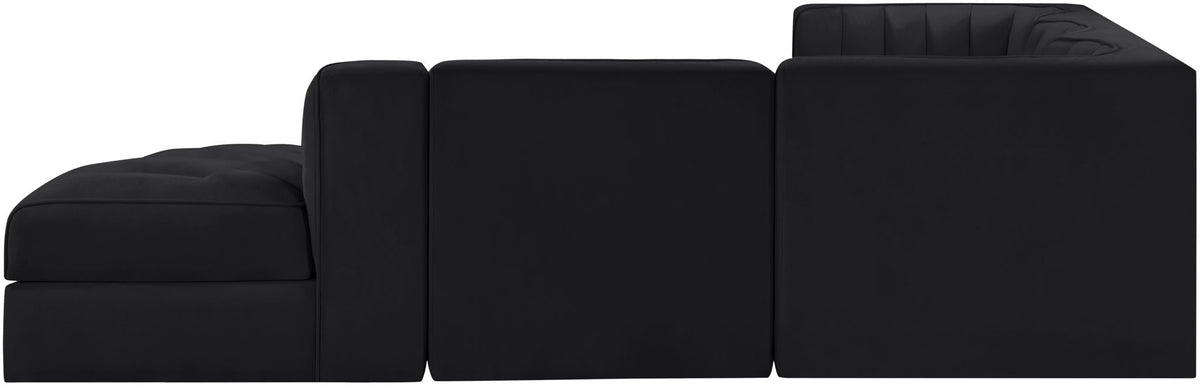 Rummi - Velvet Performance Fabric Upholstered 5 Piece Modular Sectional