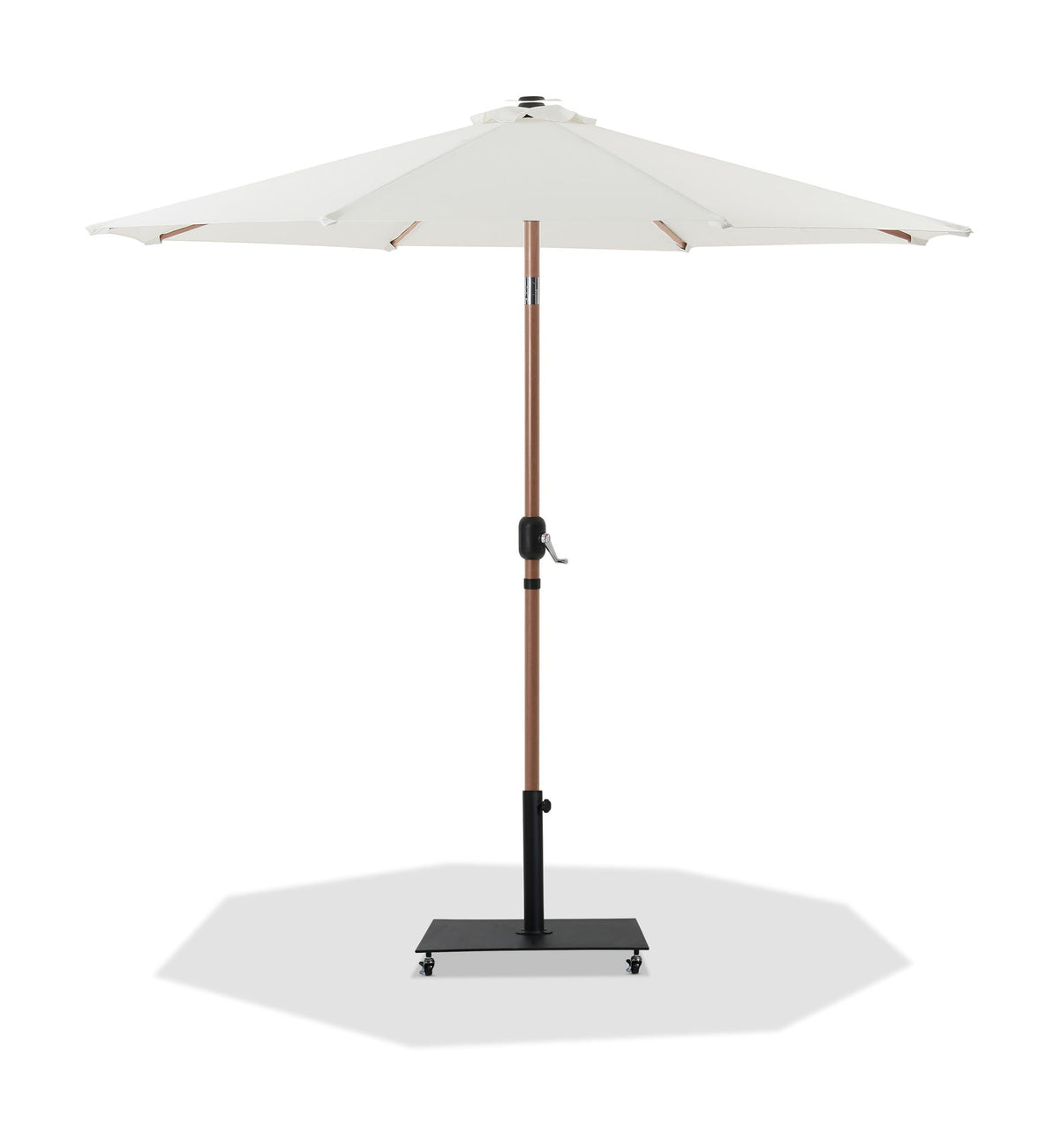 Fiji - Aluminum Patio Umbrella With Square Black And Teak Base