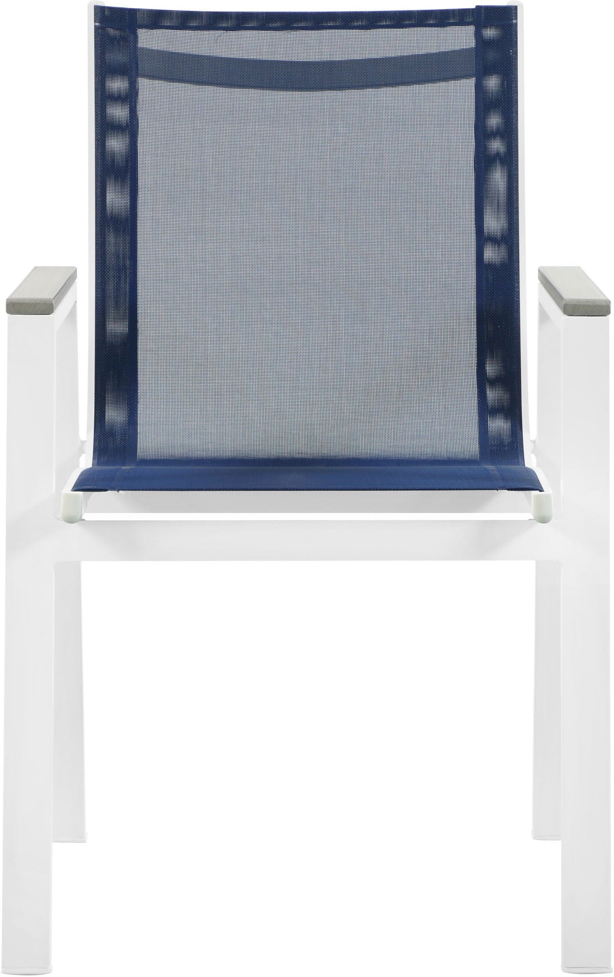 Nizuc - Outdoor Patio Dining Arm Chair With White Frame And Gray Arms (Set of 2)