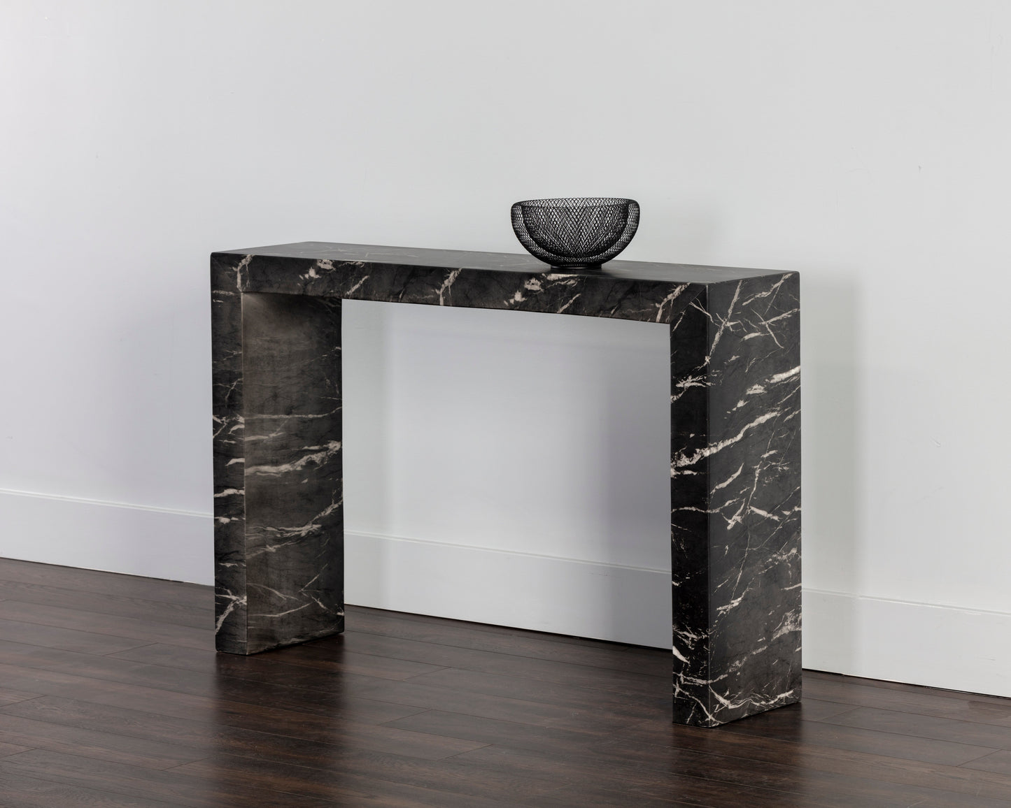Axle Console Table - Marble Look - Black