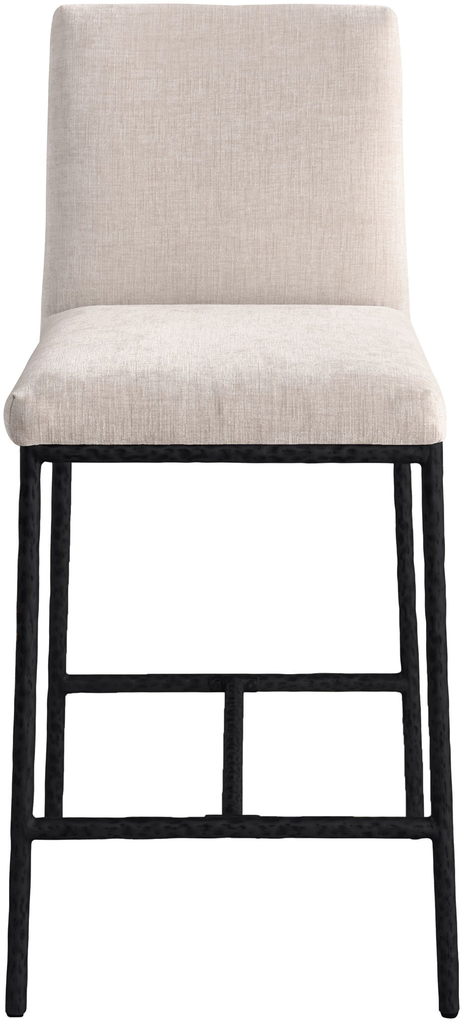 Reeves - Chenille Fabric Upholstered Counter Stool (Set of 2) - Black Base