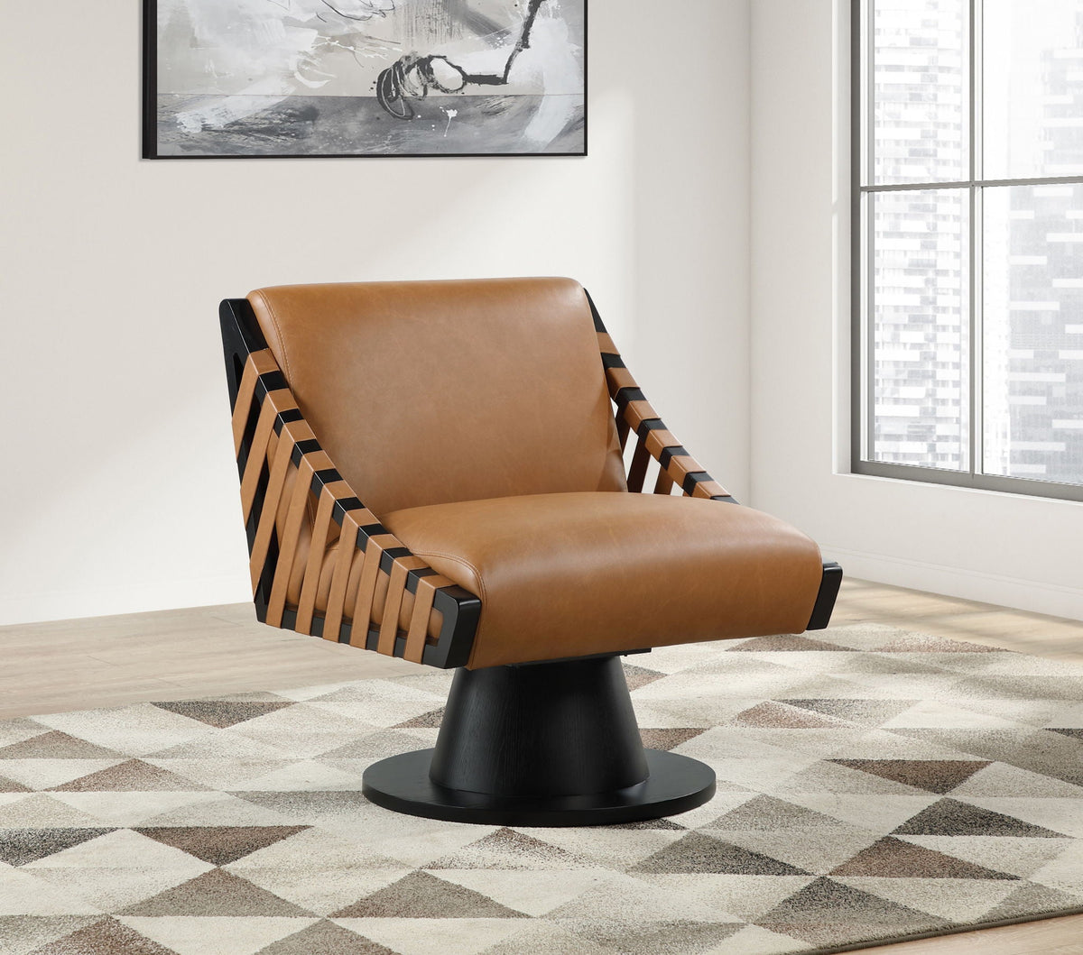 Millwin - Swivel Accent Chair With Black Base