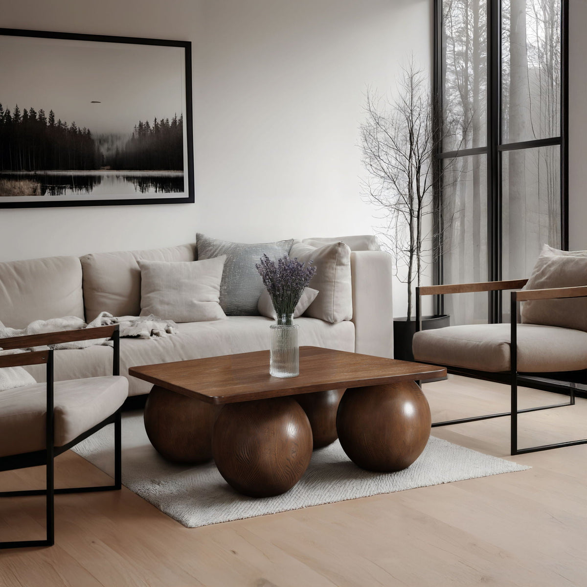 Fitch - Oak Veneer Coffee Table - 4 Legs
