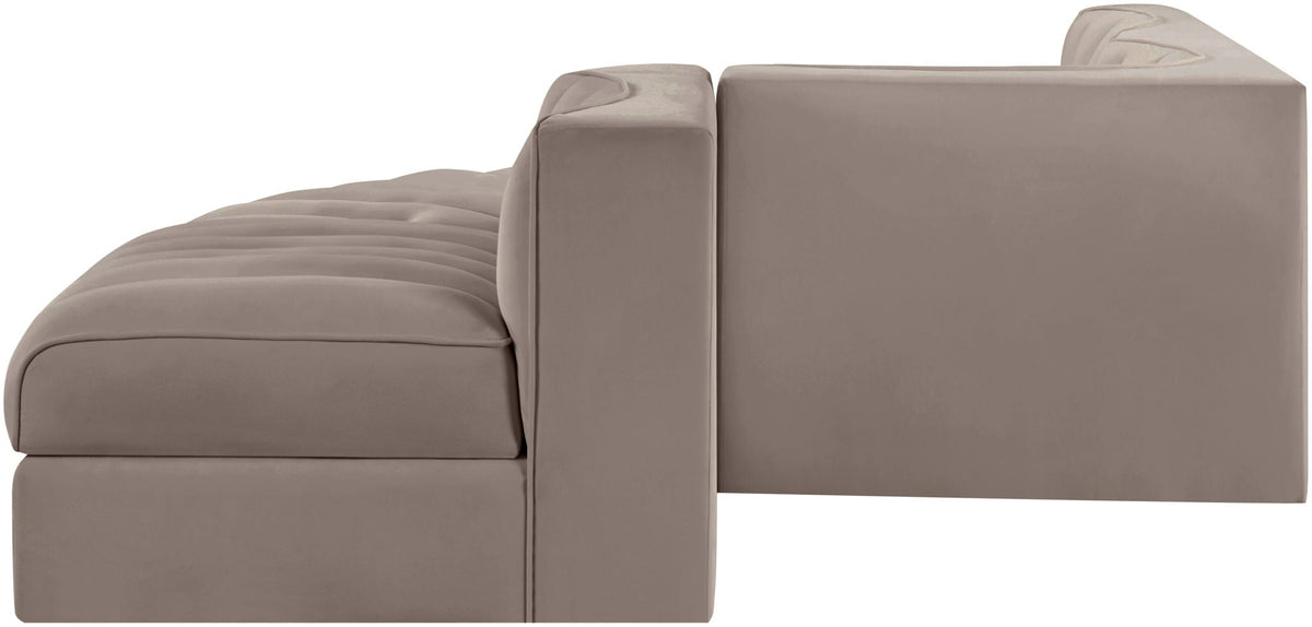 Rummi - Rounded Velvet Performance Fabric Upholstered 5 Piece Modular Sectional