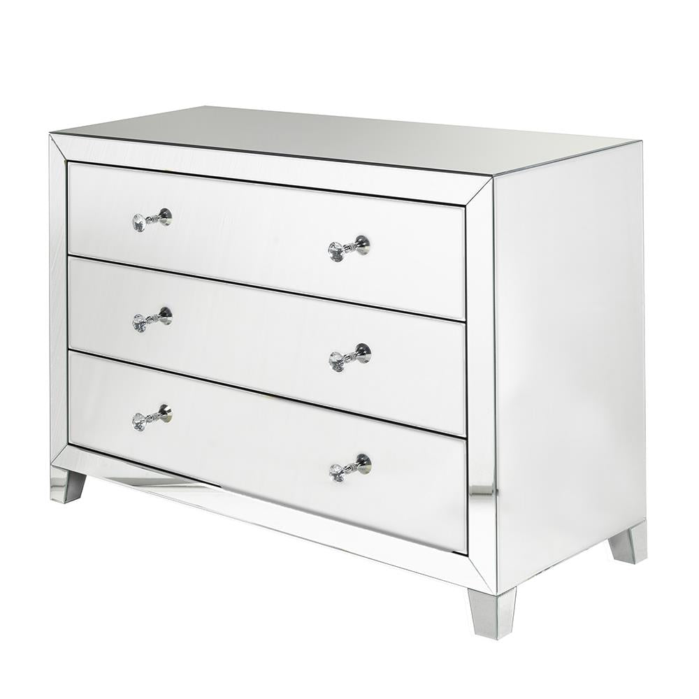 CLARITY 3 DRAWER CLEAR MIRROR SIDEBOARD