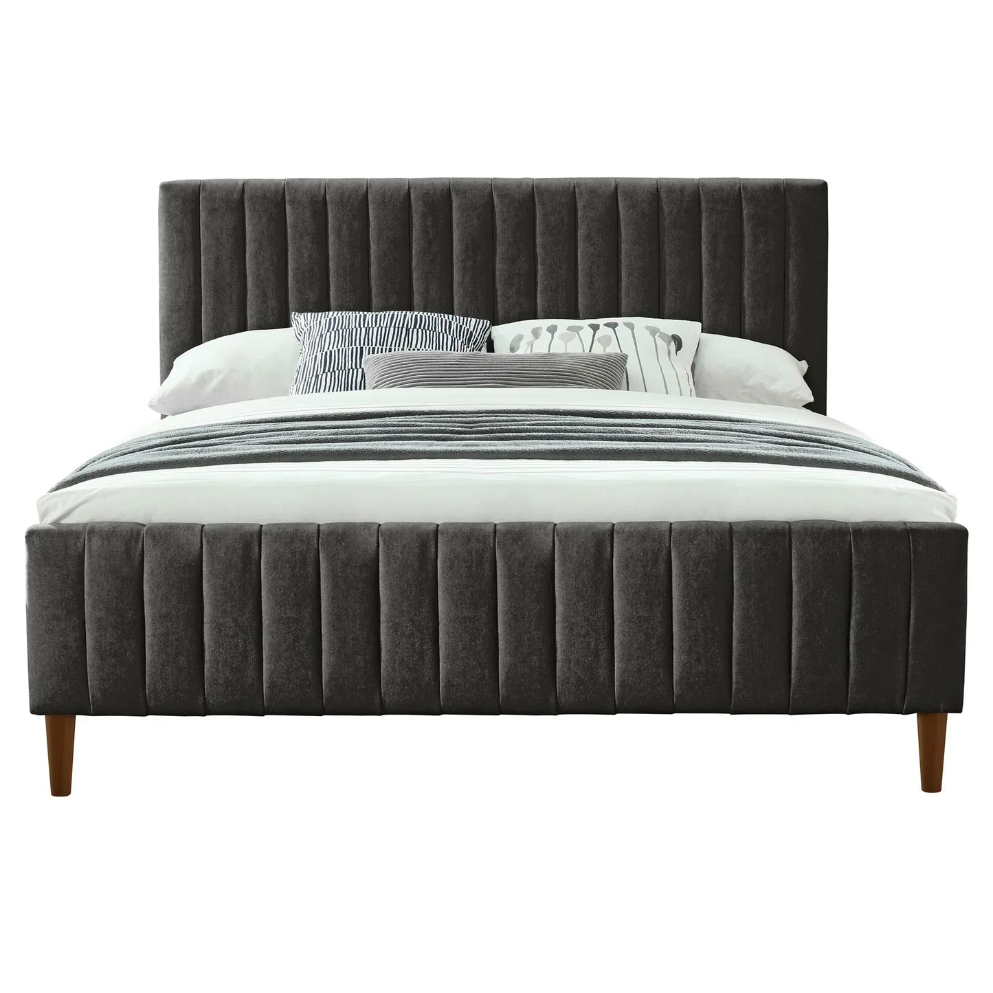 HANNAH-60'' PLATFORM BED-CHARCOAL - Furniture Depot