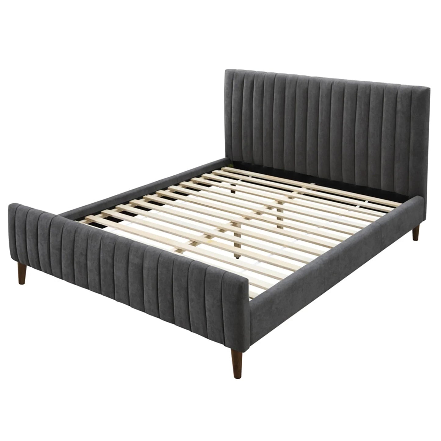 HANNAH-60'' PLATFORM BED-CHARCOAL - Furniture Depot