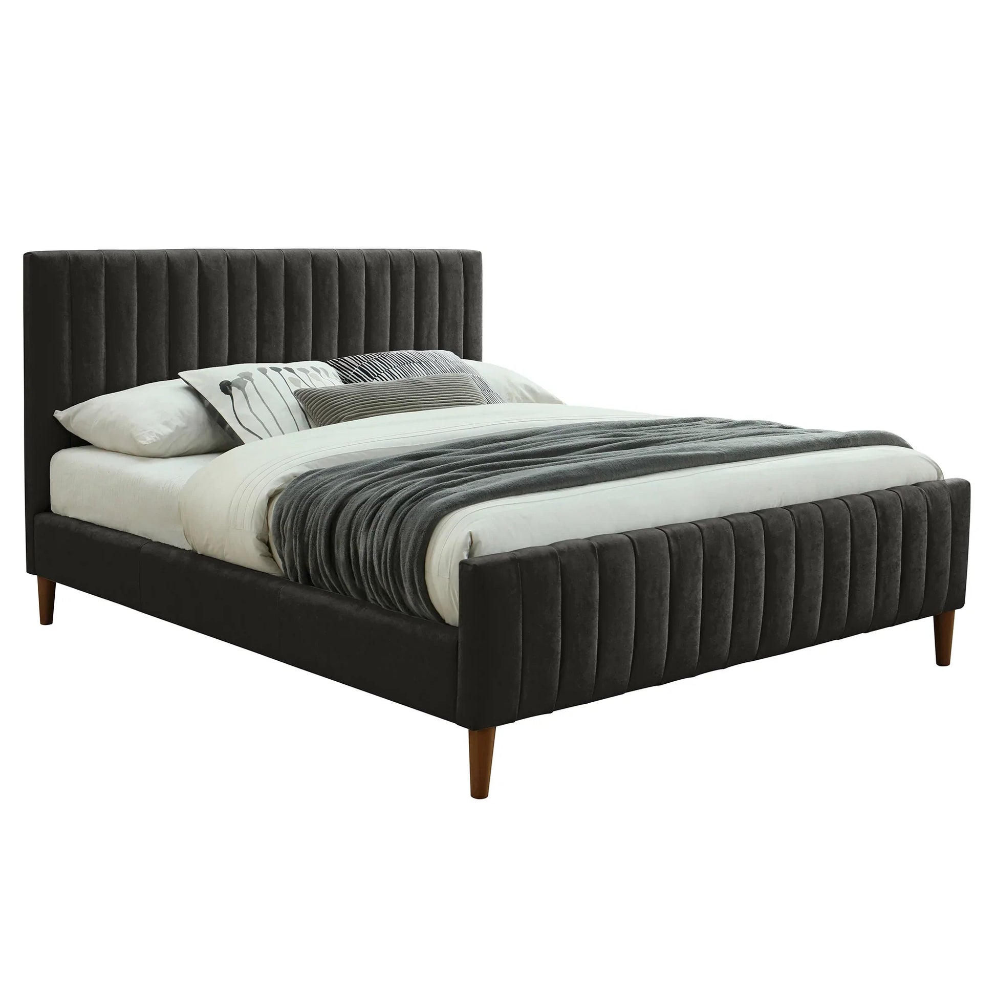 HANNAH-60'' PLATFORM BED-CHARCOAL - Furniture Depot