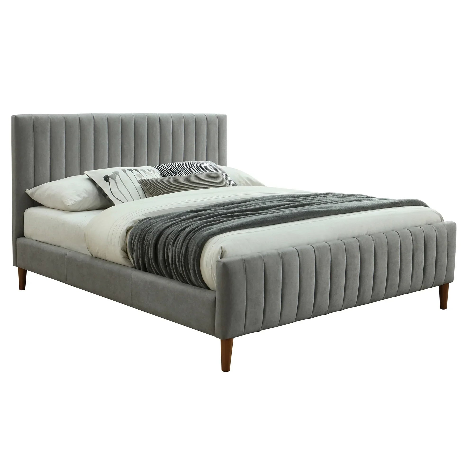 HANNAH-60'' PLATFORM BED-LIGHT GREY - Furniture Depot