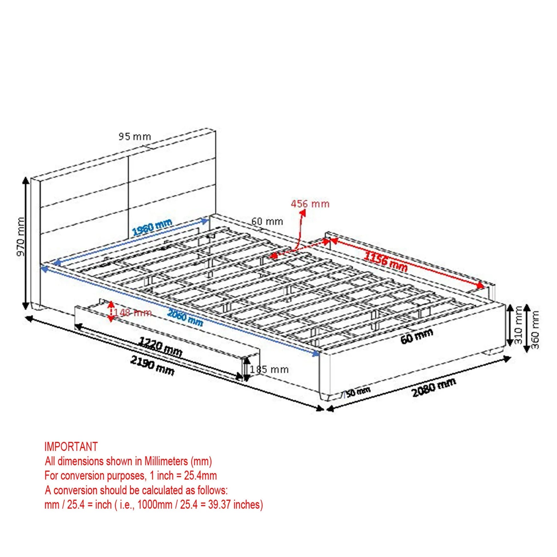 Emilio 78" King Platform Bed with Drawers in Charcoal - Furniture Depot