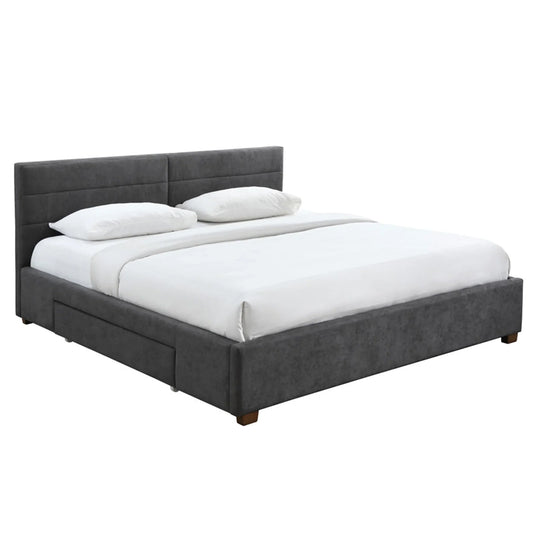 Emilio 78" King Platform Bed with Drawers in Charcoal - Furniture Depot