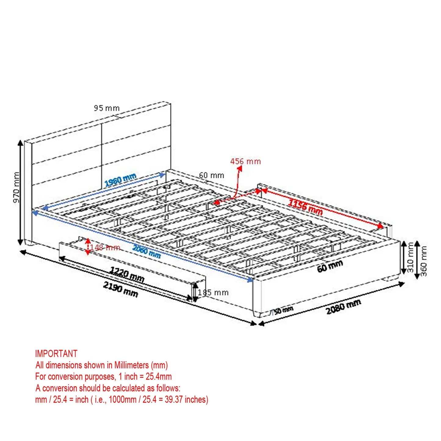 Emilio 78" King Platform Bed with Drawers in Light Grey - Furniture Depot