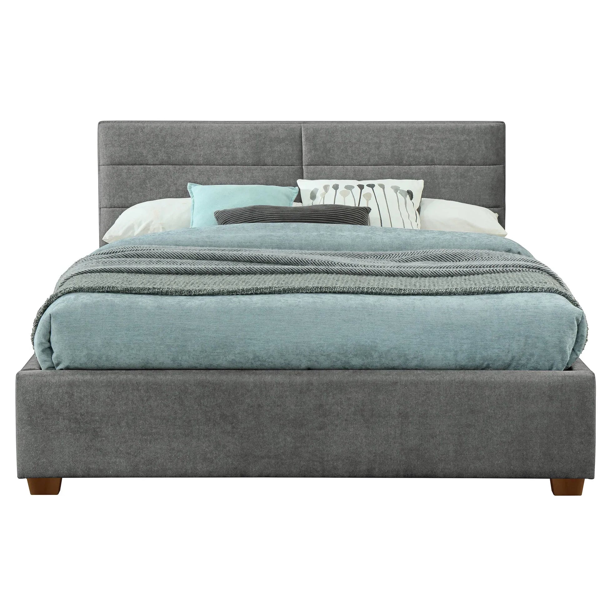 Emilio 60" Queen Platform Bed with Drawers in Light Grey - Furniture Depot