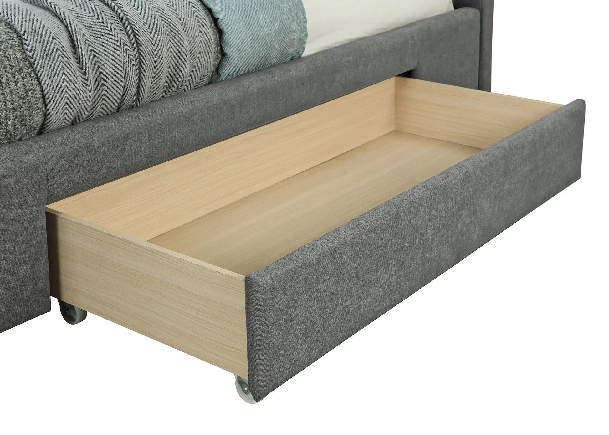 Emilio 60" Queen Platform Bed with Drawers in Light Grey - Furniture Depot