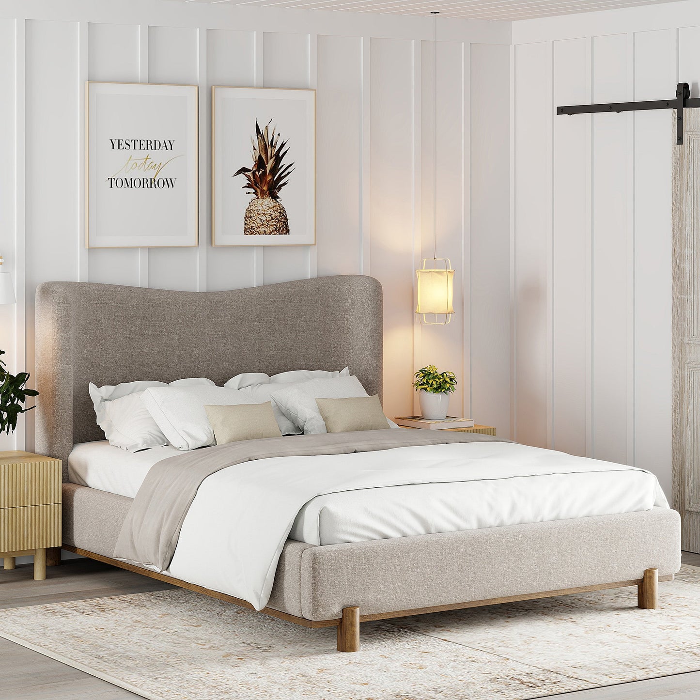 Isadora 60" Platform Bed Dark Beige