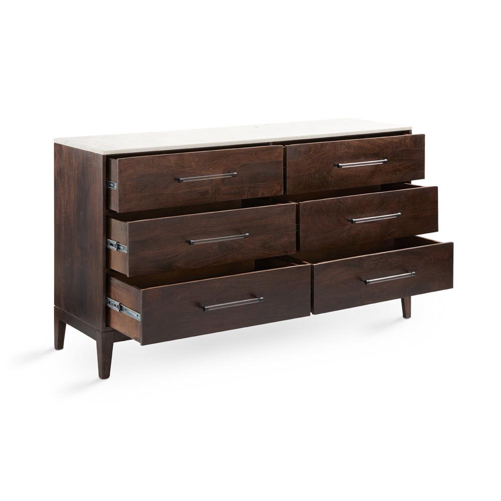 KAMALA 6 DR DRAWER DRESSER WITH MARBLE TOP