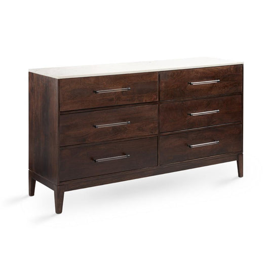 KAMALA 6 DR DRAWER DRESSER WITH MARBLE TOP