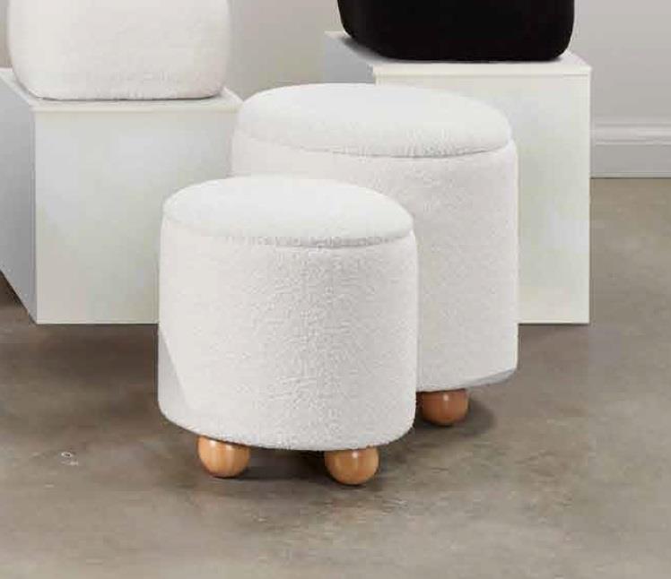 BENEDICT STORAGE OTTOMANS (SET OF 2) BOUCLE - Furniture Depot