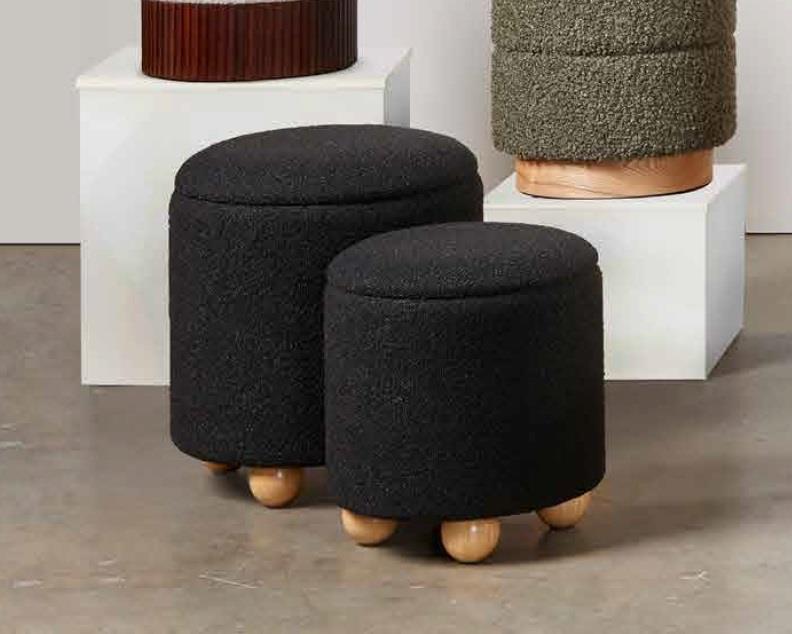 BENEDICT STORAGE OTTOMANS (SET OF 2) BOUCLE - Furniture Depot