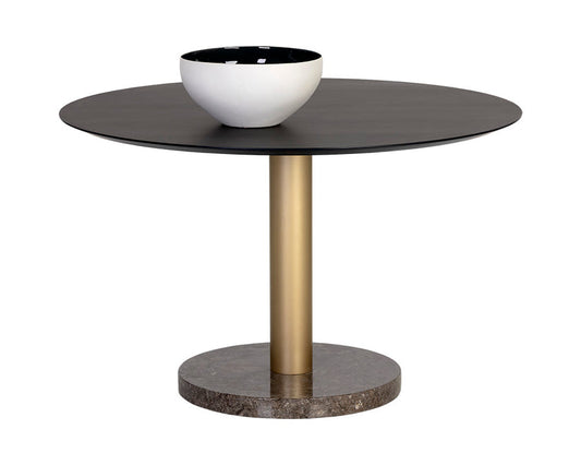 Monaco Dining Table Gold Grey Marble / Charcoal Grey 48"
