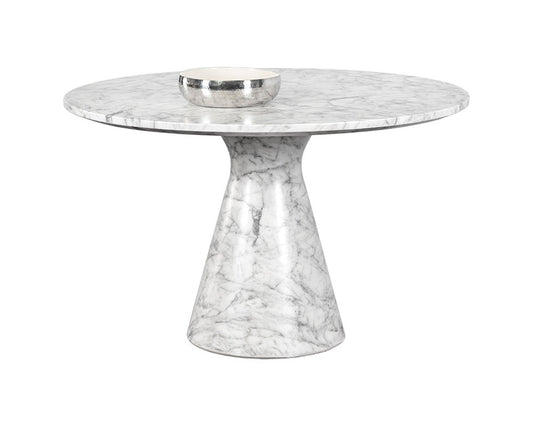 Shelburne Dining Table Marble Look White 47"