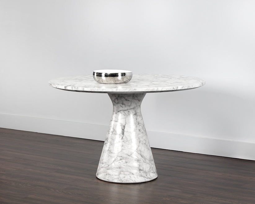 Shelburne Dining Table Marble Look White 47"