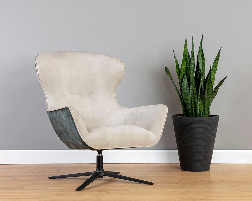 Weller Swivel Lounge Chair - Nono Cream / Nono Dark Green