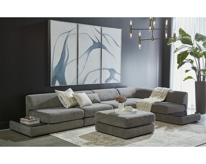 Harmony Modular  Armless Chair  Left Shelf  Danny Dark Grey