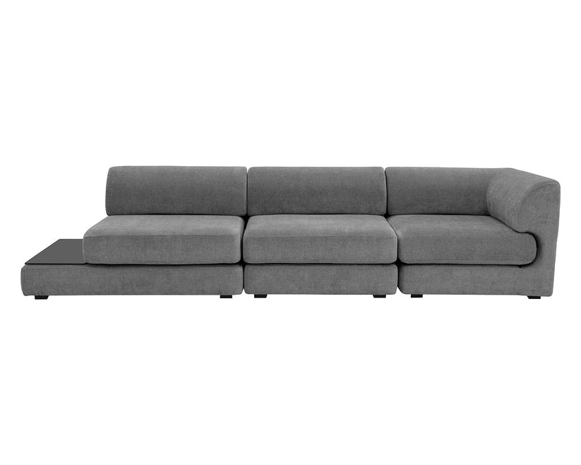 Harmony Modular  Armless Chair  Left Shelf  Danny Dark Grey