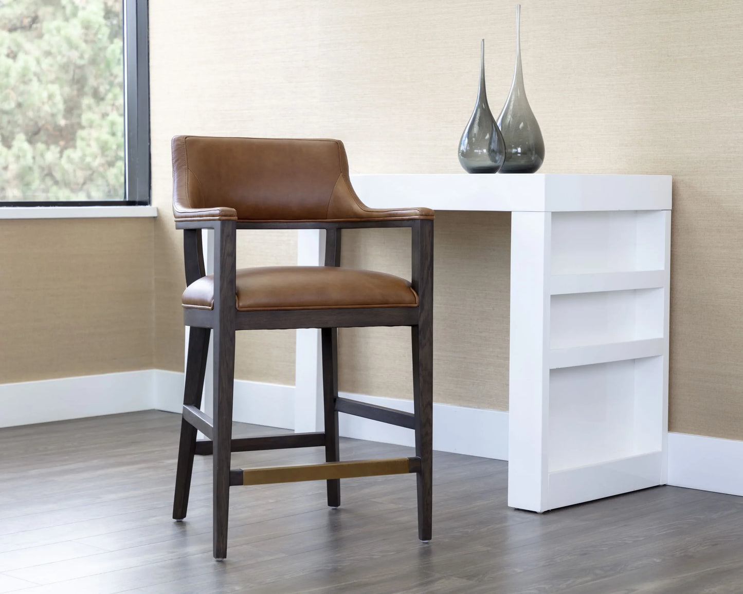 Brylea Counter Stool-  Brown Shalimar Tobacco Leather