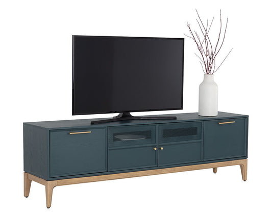 Rivero Media Console and Cabinet Teal